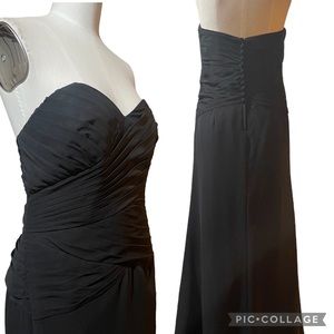 ❤️ NWT! Alfred Angelo Black Chiffon Draped Strapless Dress